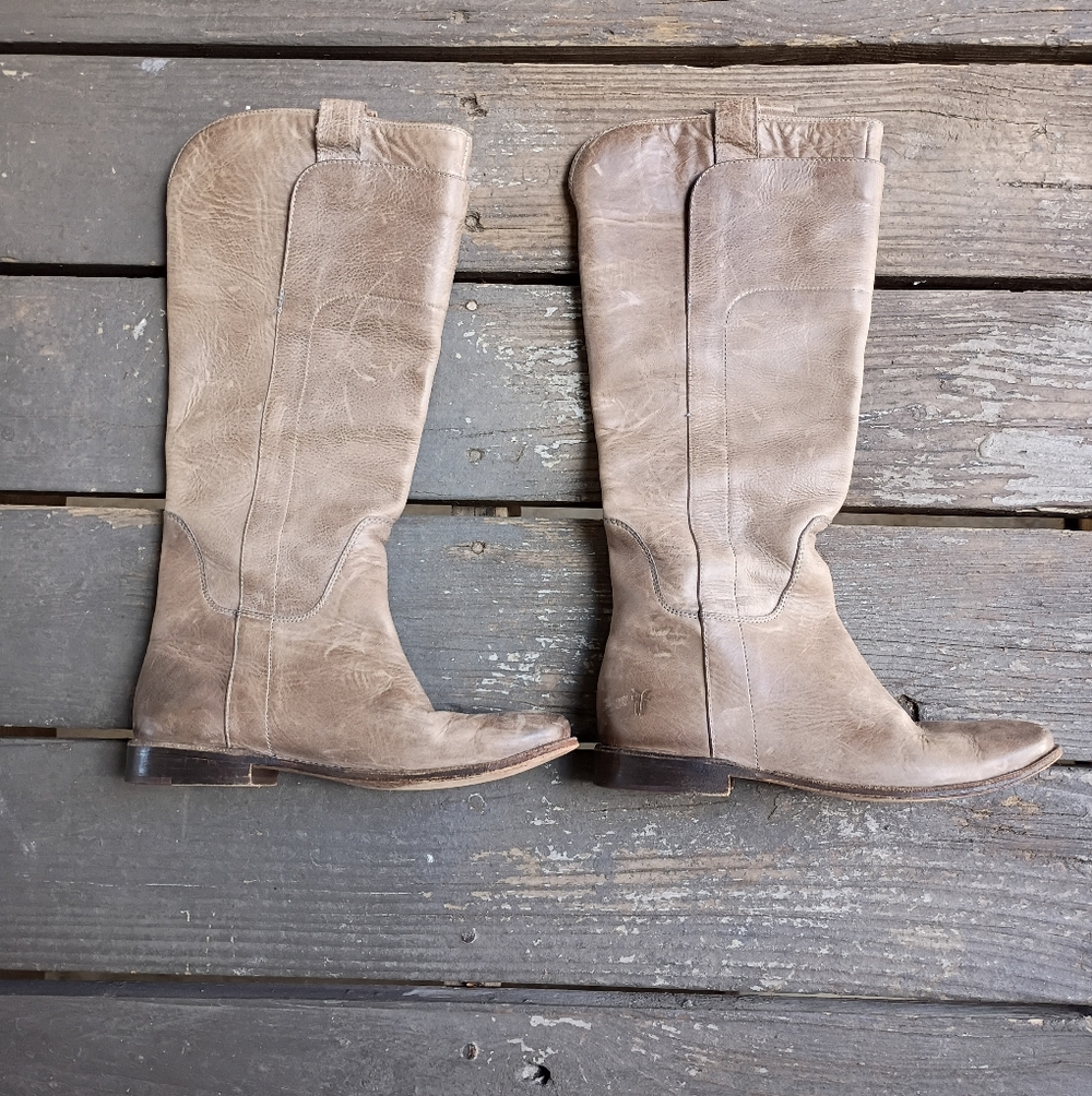Frye Paige Leather Taupe Knee-High Riding Boots 77534 Women's 7.5 - Picture 9 of 9